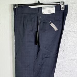 Michael Kors Men's Classic-Fit Wool-Blend Suit Pants Navy Plaid, 35x32 $200